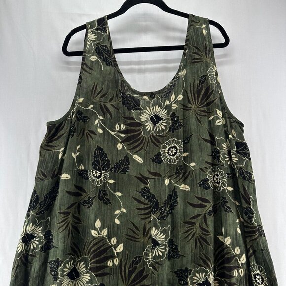 Dressbarn Dress Sz 22W Floral Tank Maxi Lagenlook Sleeveless Rayon Green - Picture 5 of 10